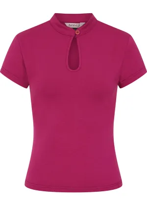 Banned Mandarin 50's Collar Top in Mauve