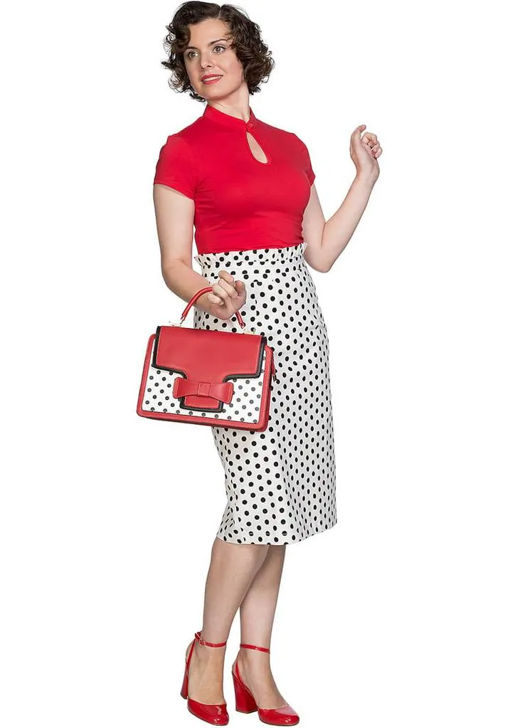 Banned Mandarin Collar 40's Top Rood