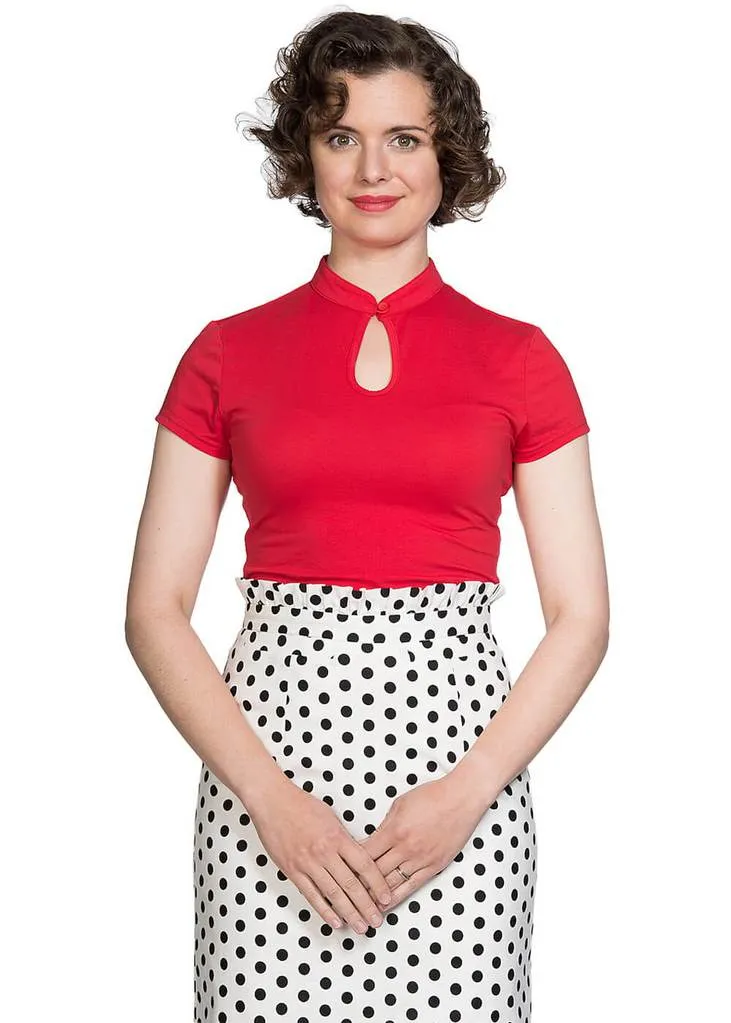 Banned Mandarin Collar 40's Top Rood