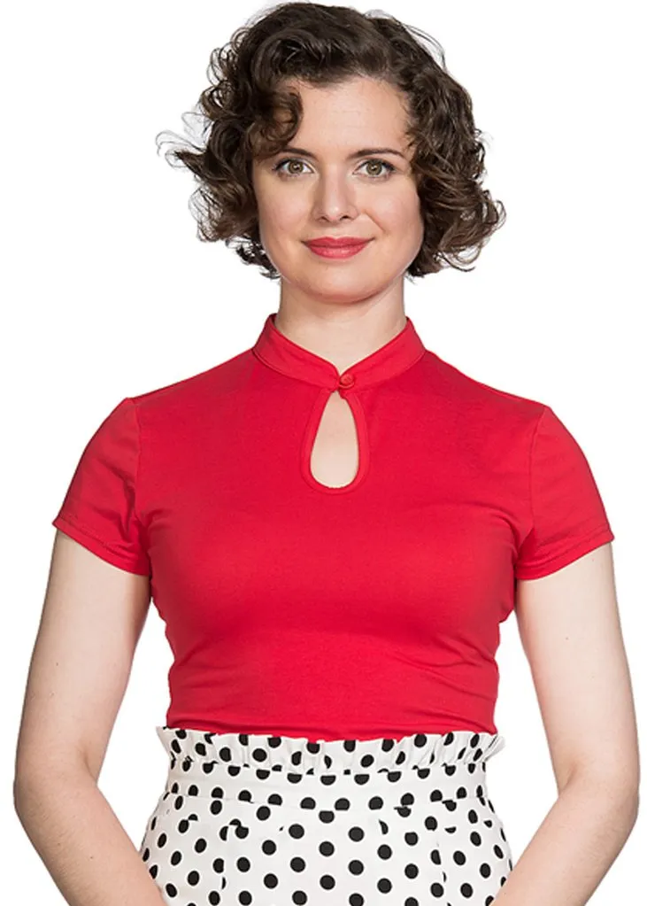 Banned Mandarin Collar 40's Top Rood
