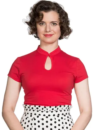 Banned Mandarin Collar 40's Top Rood