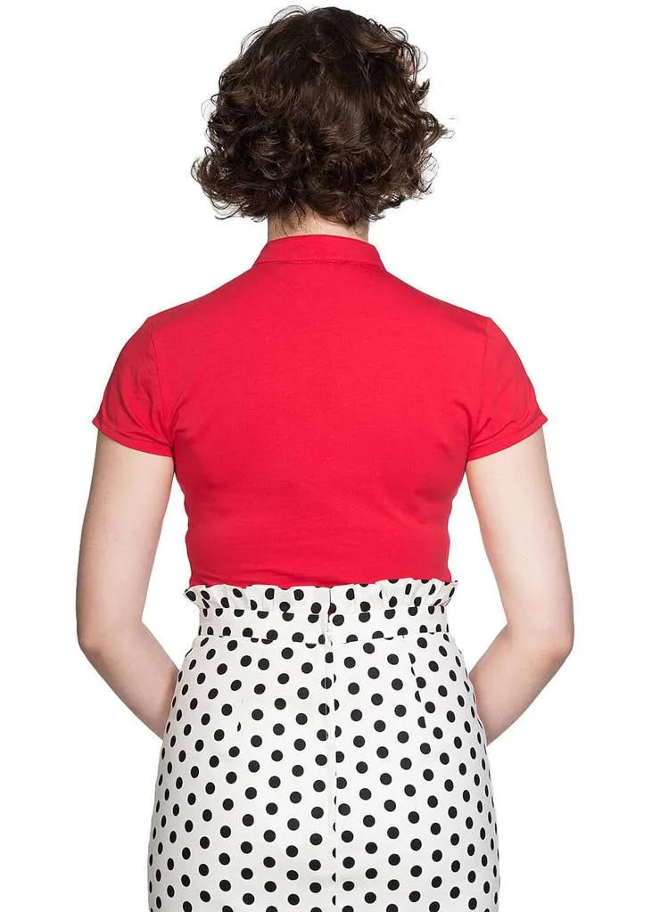 Banned Mandarin Collar 40's Top Rood