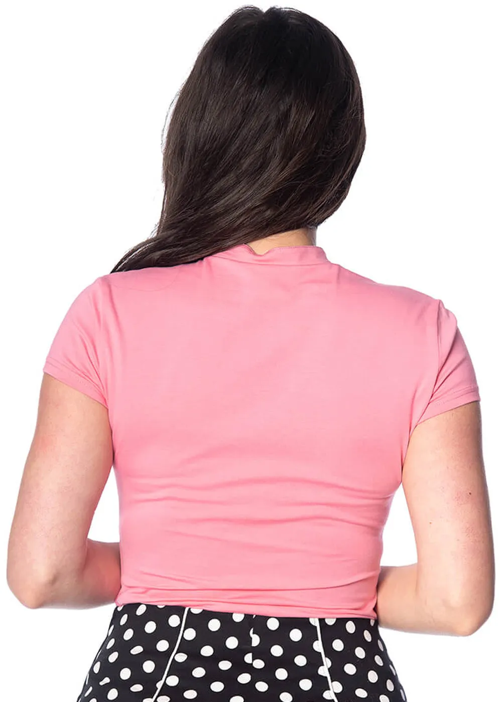 Banned Mandarin Collar 40's Top Roze
