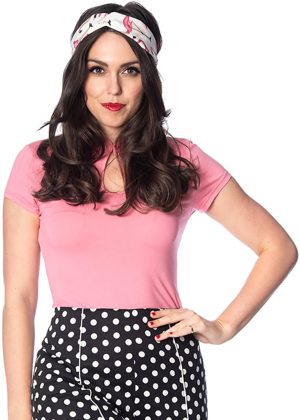 Banned Mandarin Collar 40's Top Roze