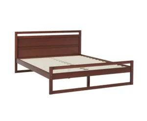 Bed Frame Double Size Wooden Walnut WITTON