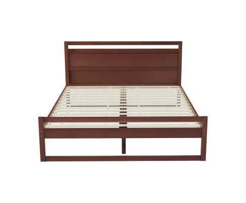 Bed Frame Double Size Wooden Walnut WITTON