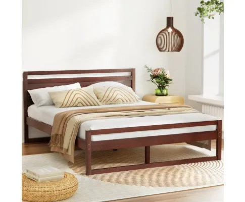 Bed Frame Double Size Wooden Walnut WITTON