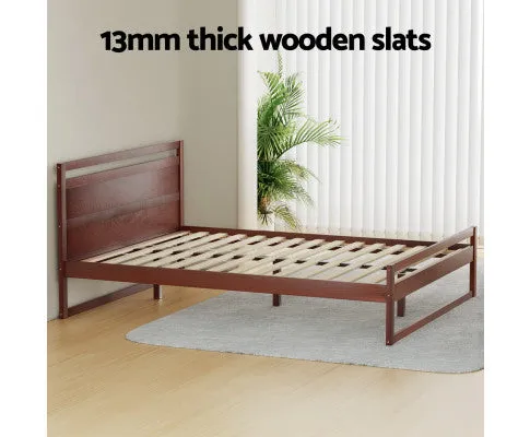 Bed Frame Double Size Wooden Walnut WITTON