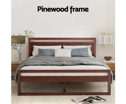 Bed Frame Double Size Wooden Walnut WITTON