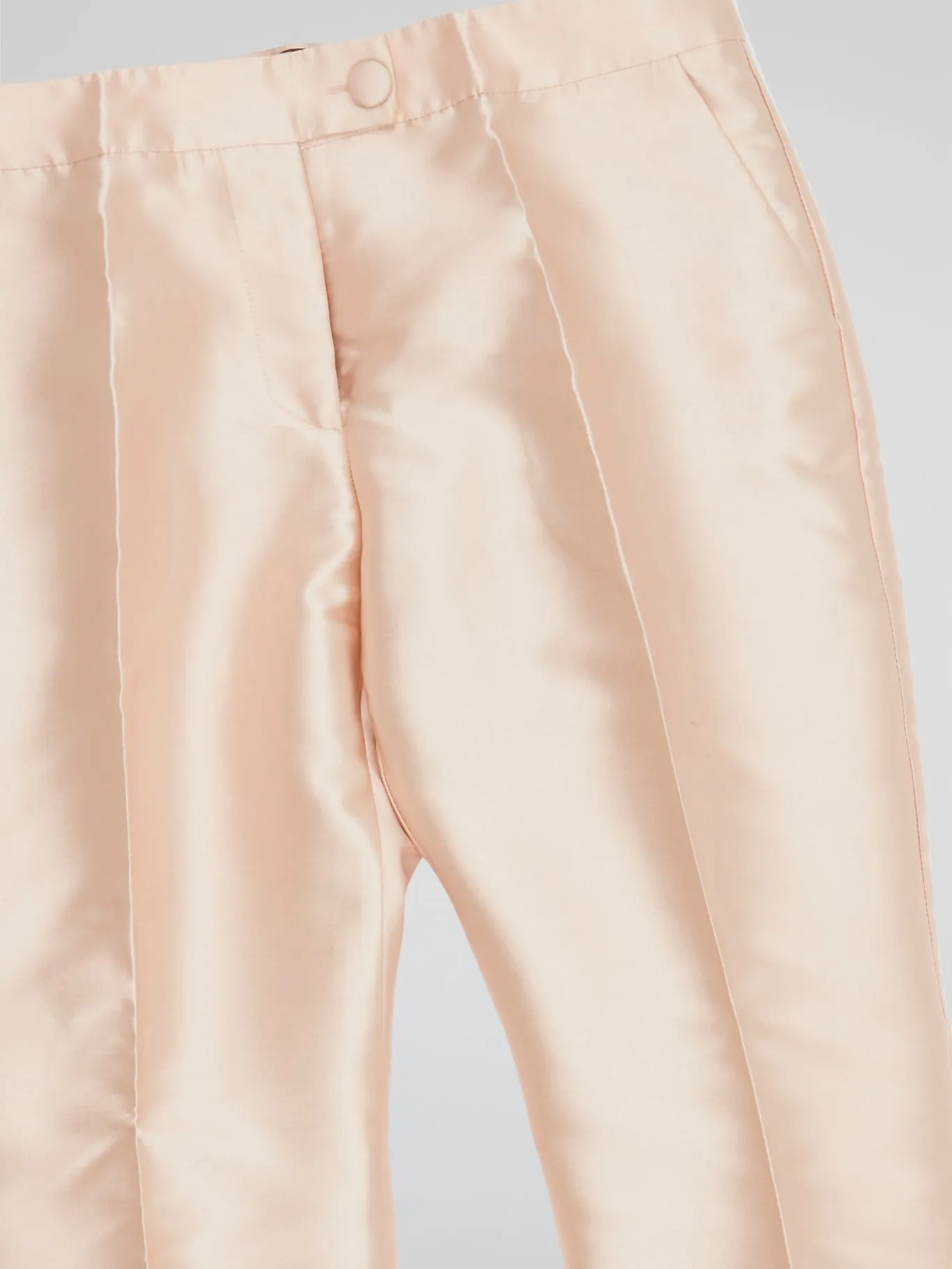 Beige Pleated Cropped Pants