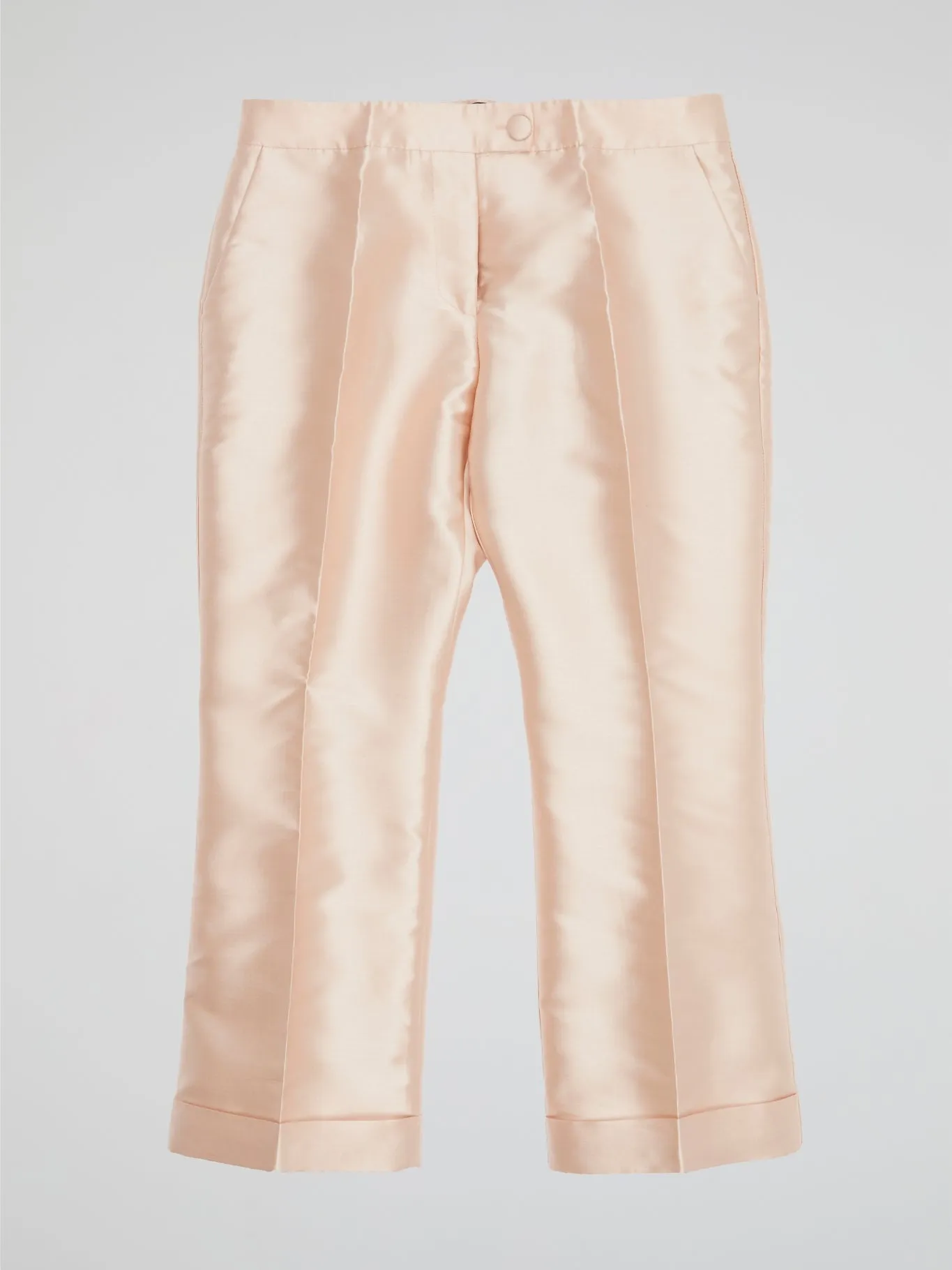 Beige Pleated Cropped Pants