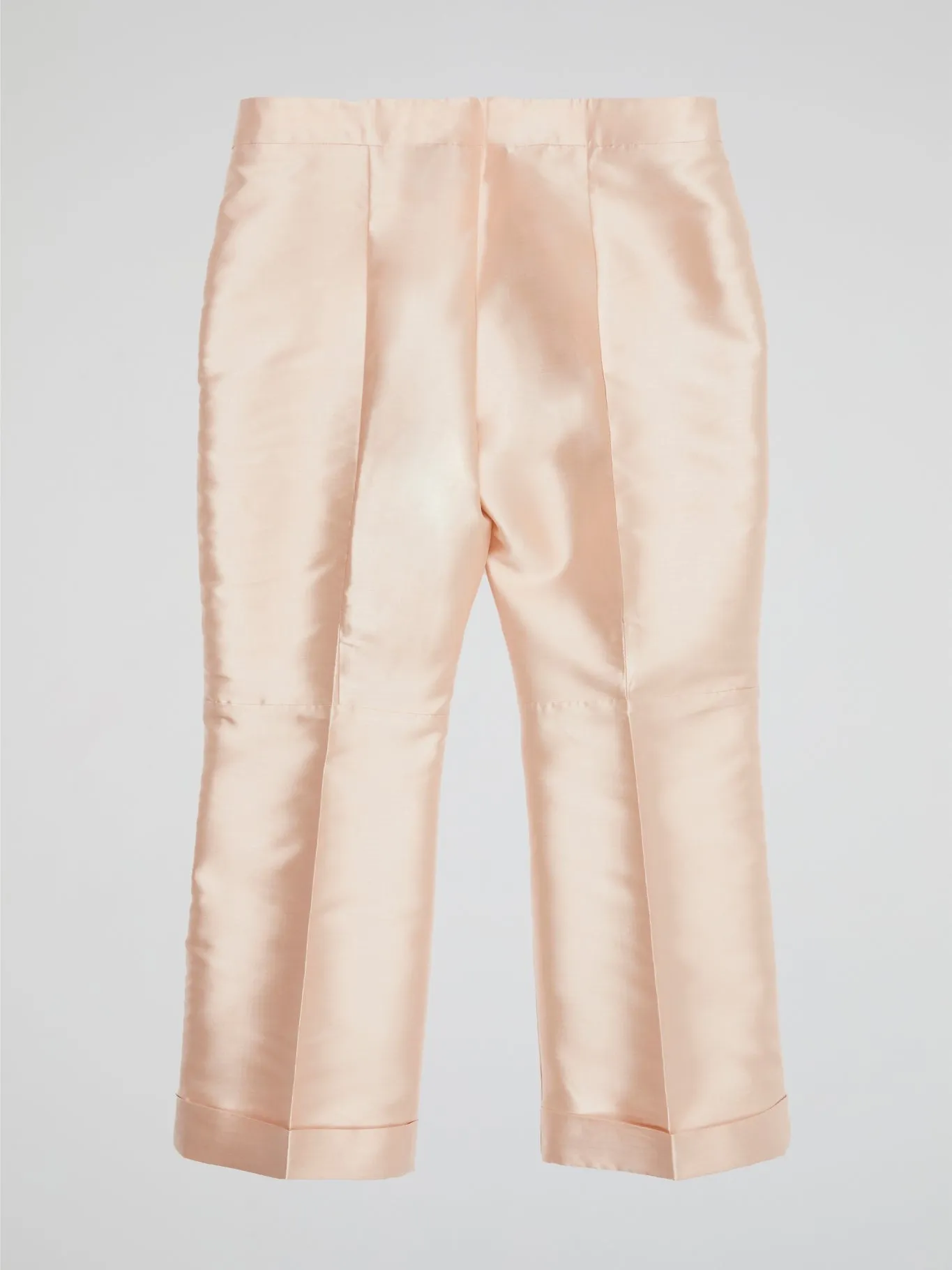 Beige Pleated Cropped Pants