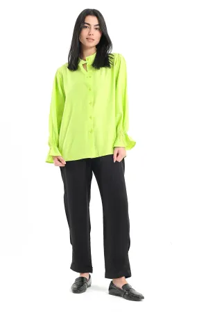 Bell Cuff Plain Shirt - Lime