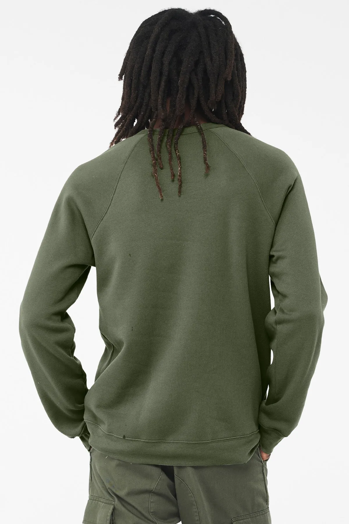 BELLA CANVAS  Unisex Sponge Fleece Raglan Sweatshirt. BC3901 Military Green