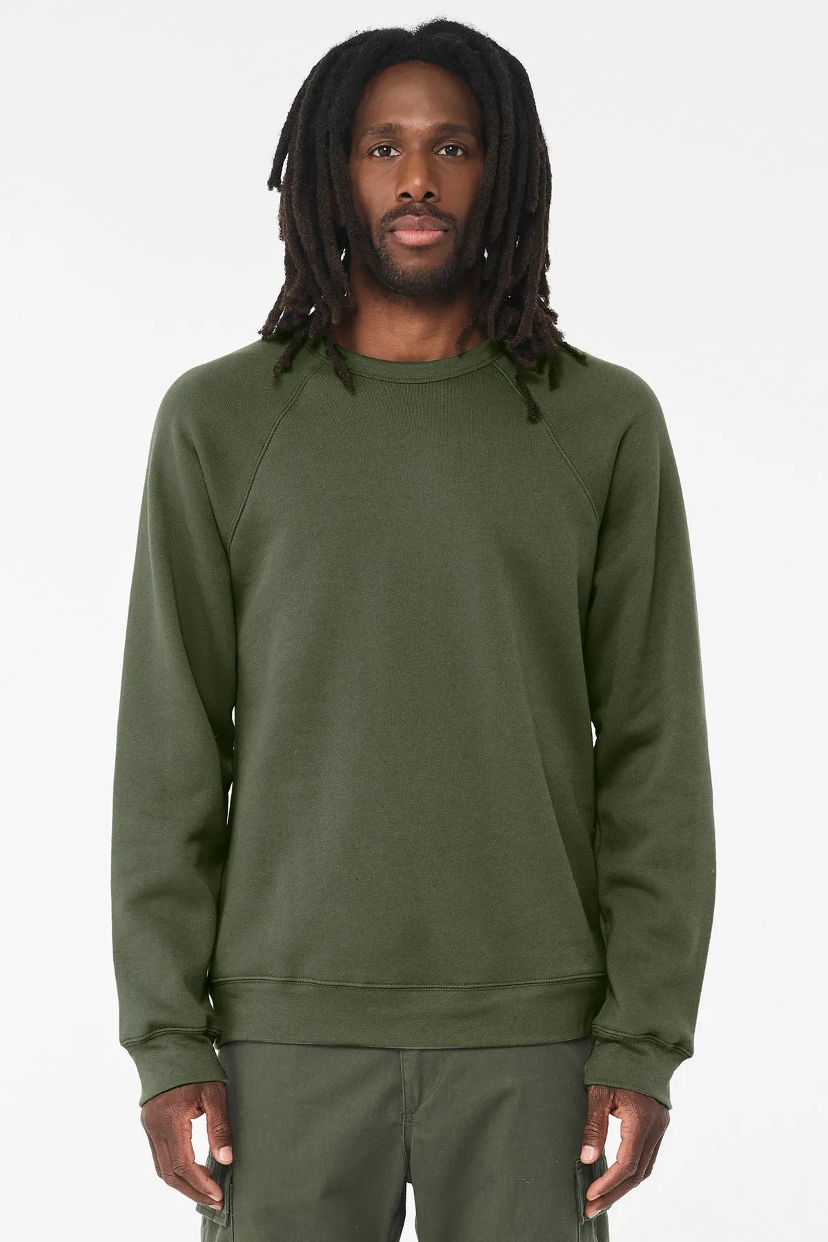 BELLA CANVAS  Unisex Sponge Fleece Raglan Sweatshirt. BC3901 Military Green