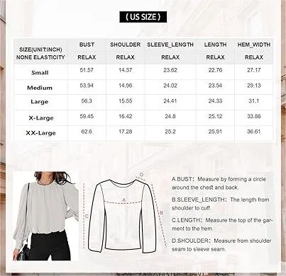 BETTE BOUTIK Women's Crew Neck Long Sleeve Blouses