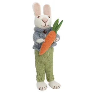 Big White Bunny With Blue Jacket, Green Pants & Carrot