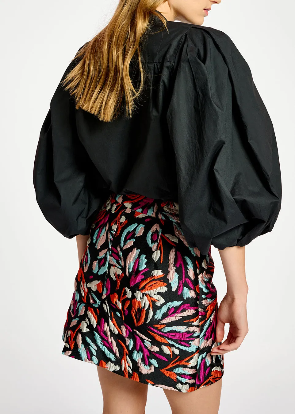 Black cotton bead-embellished shirt