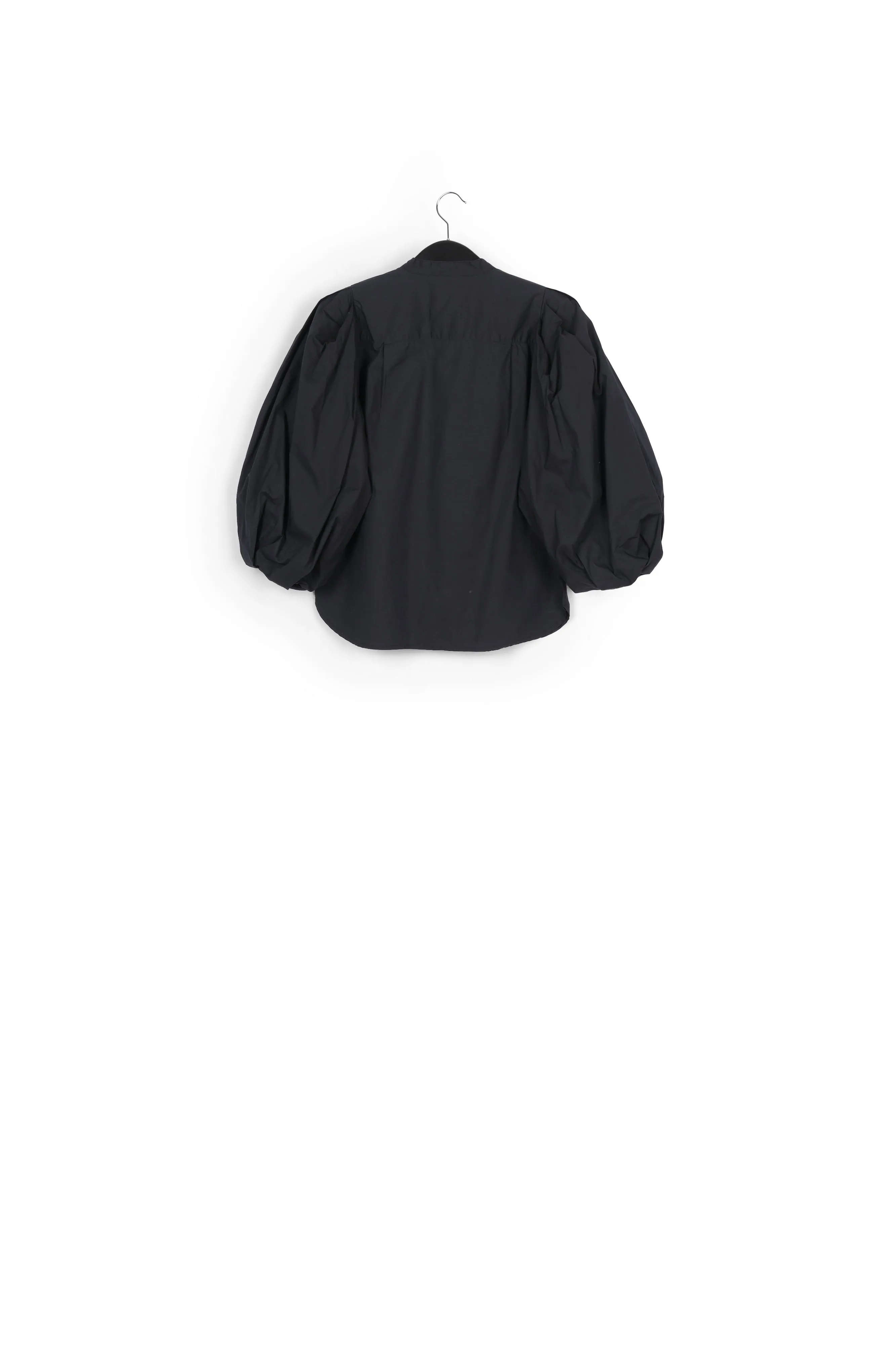 Black cotton bead-embellished shirt