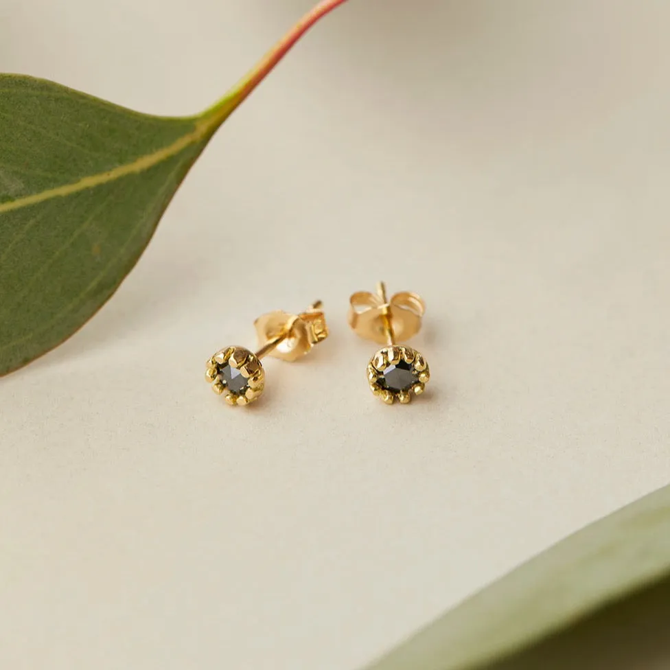 Black Diamond Flower Studs | E2301BK