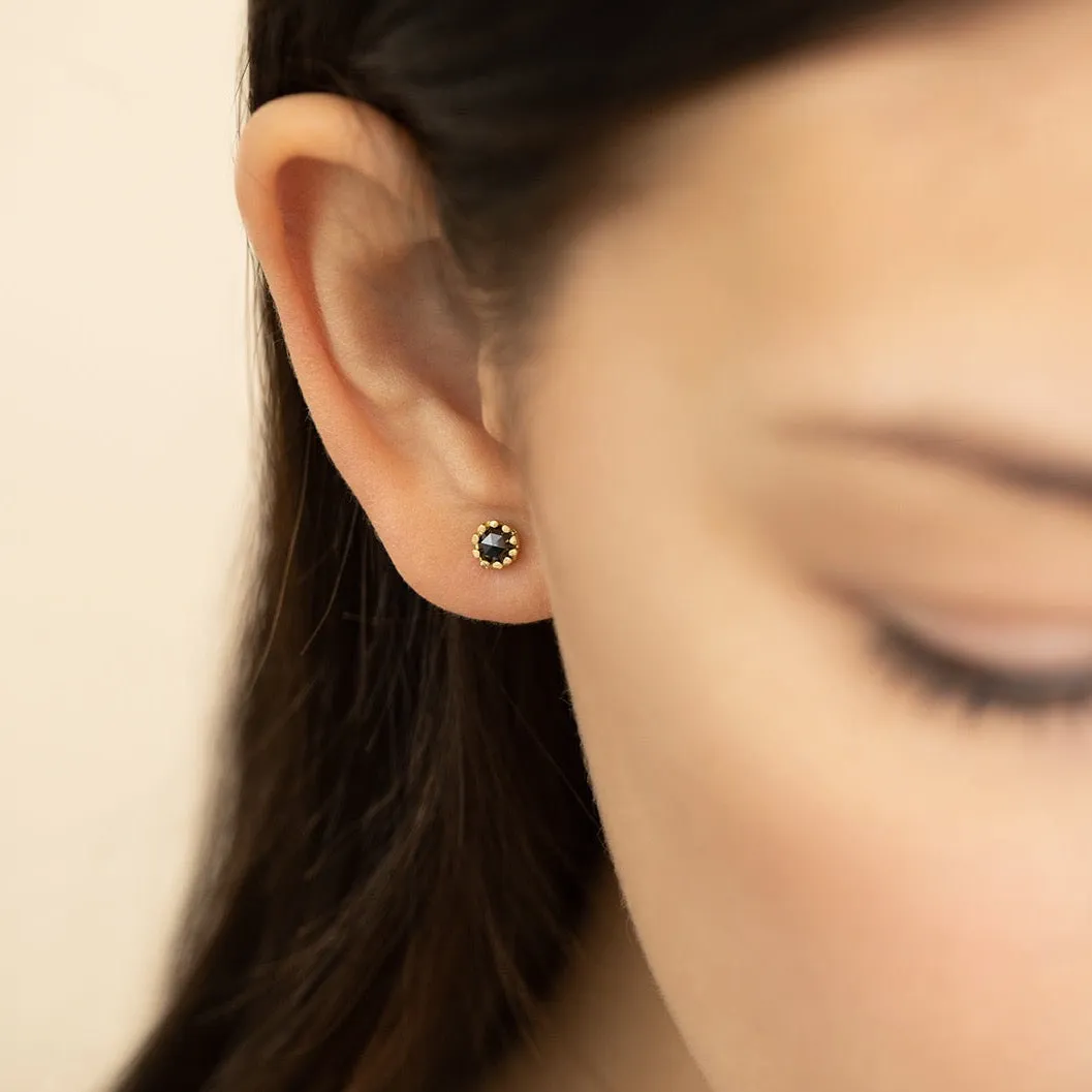 Black Diamond Flower Studs | E2301BK
