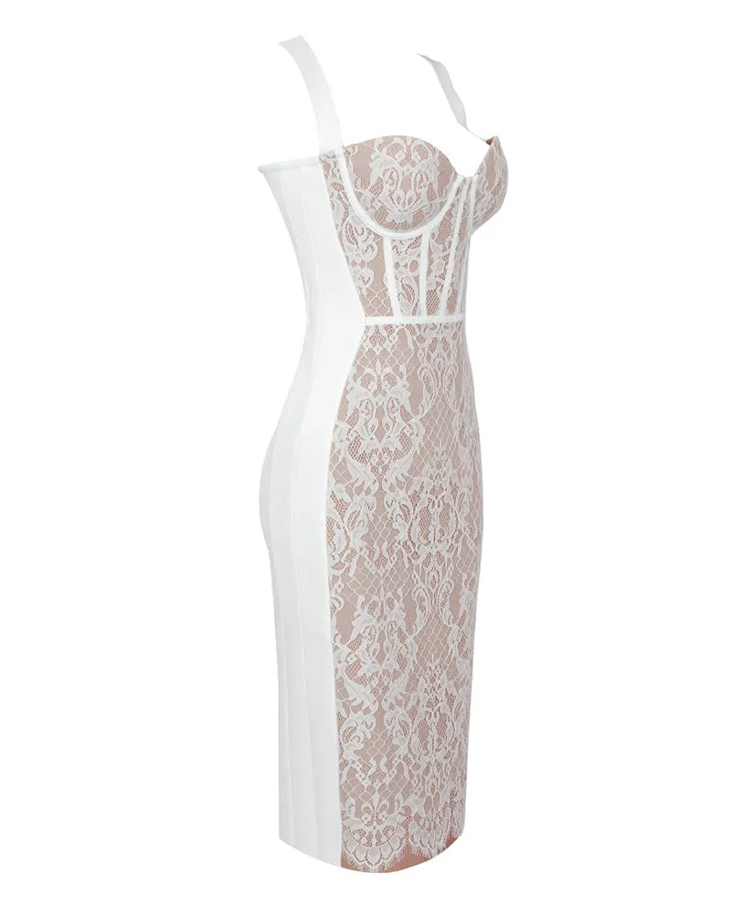 Black Lace Midi Bandage Dress
