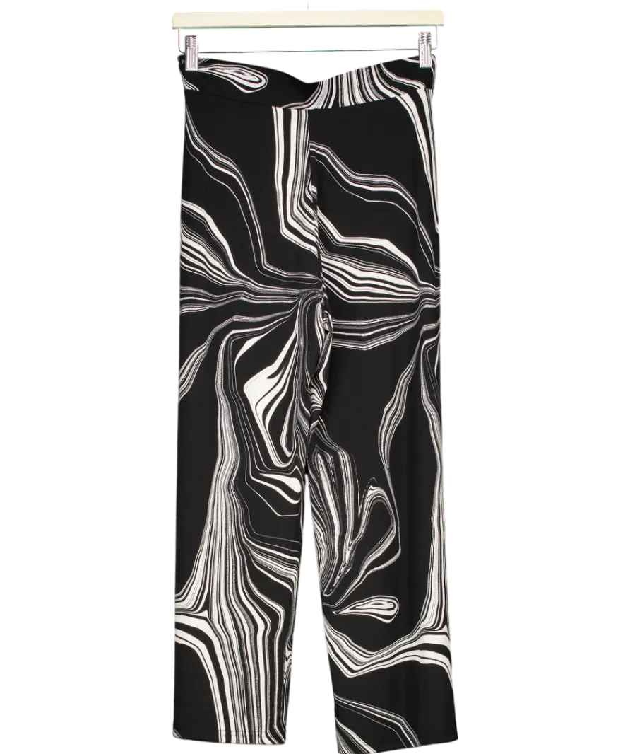 Black Ladies Marble Cropped Trousers UK 6