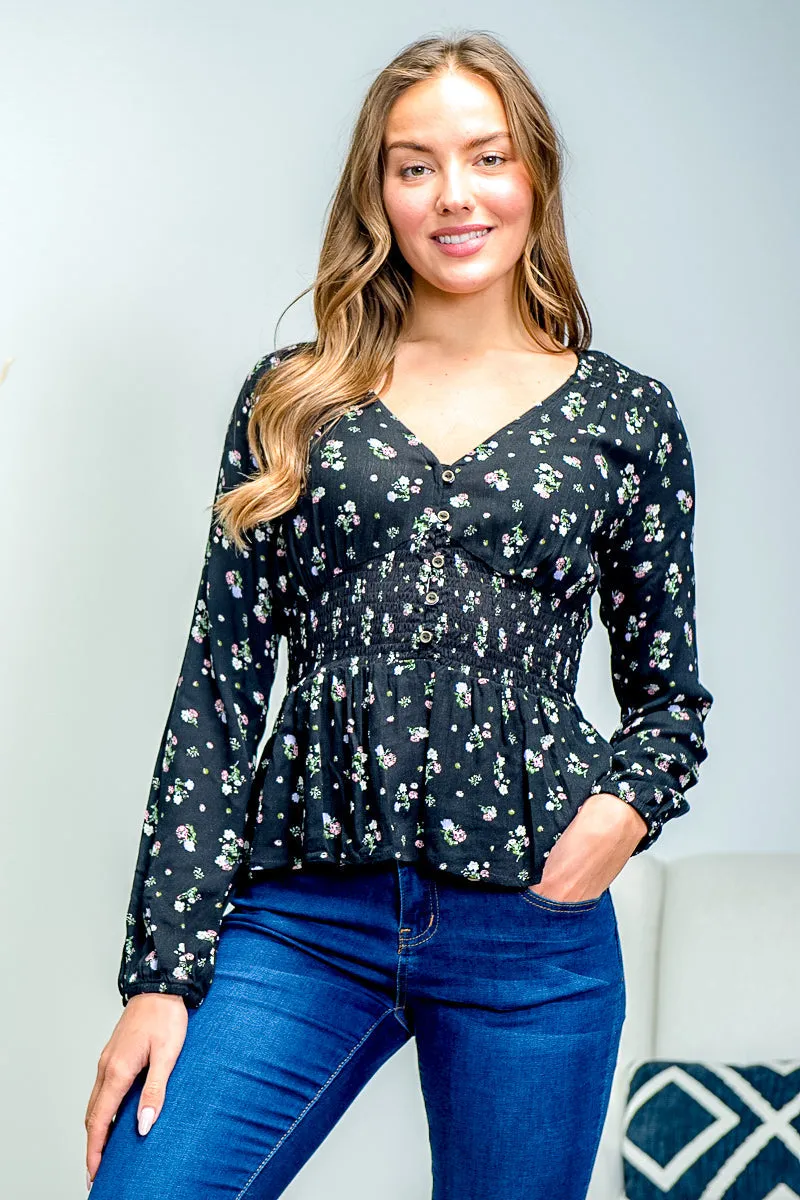 Black long sleeve blouse