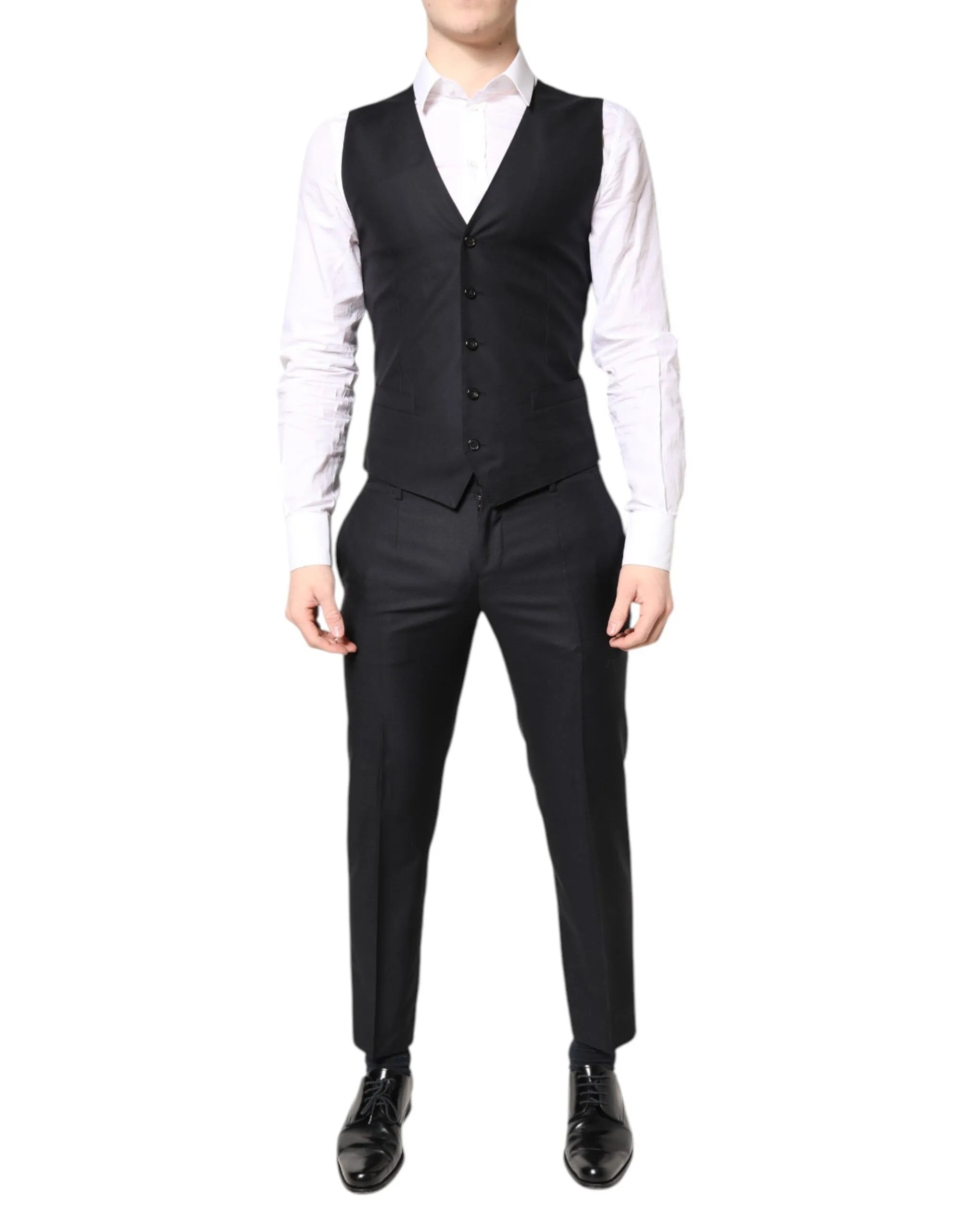 Black MARTINI Wool Formal 3 Piece Suit
