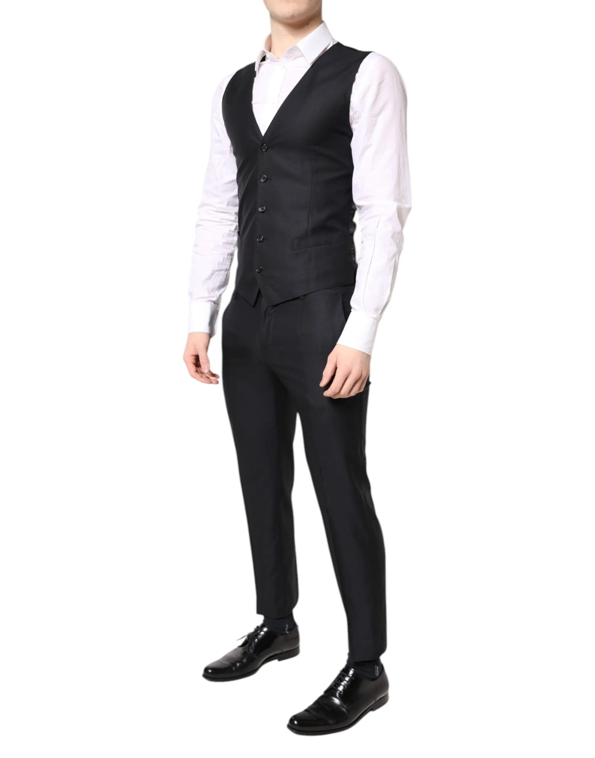 Black MARTINI Wool Formal 3 Piece Suit