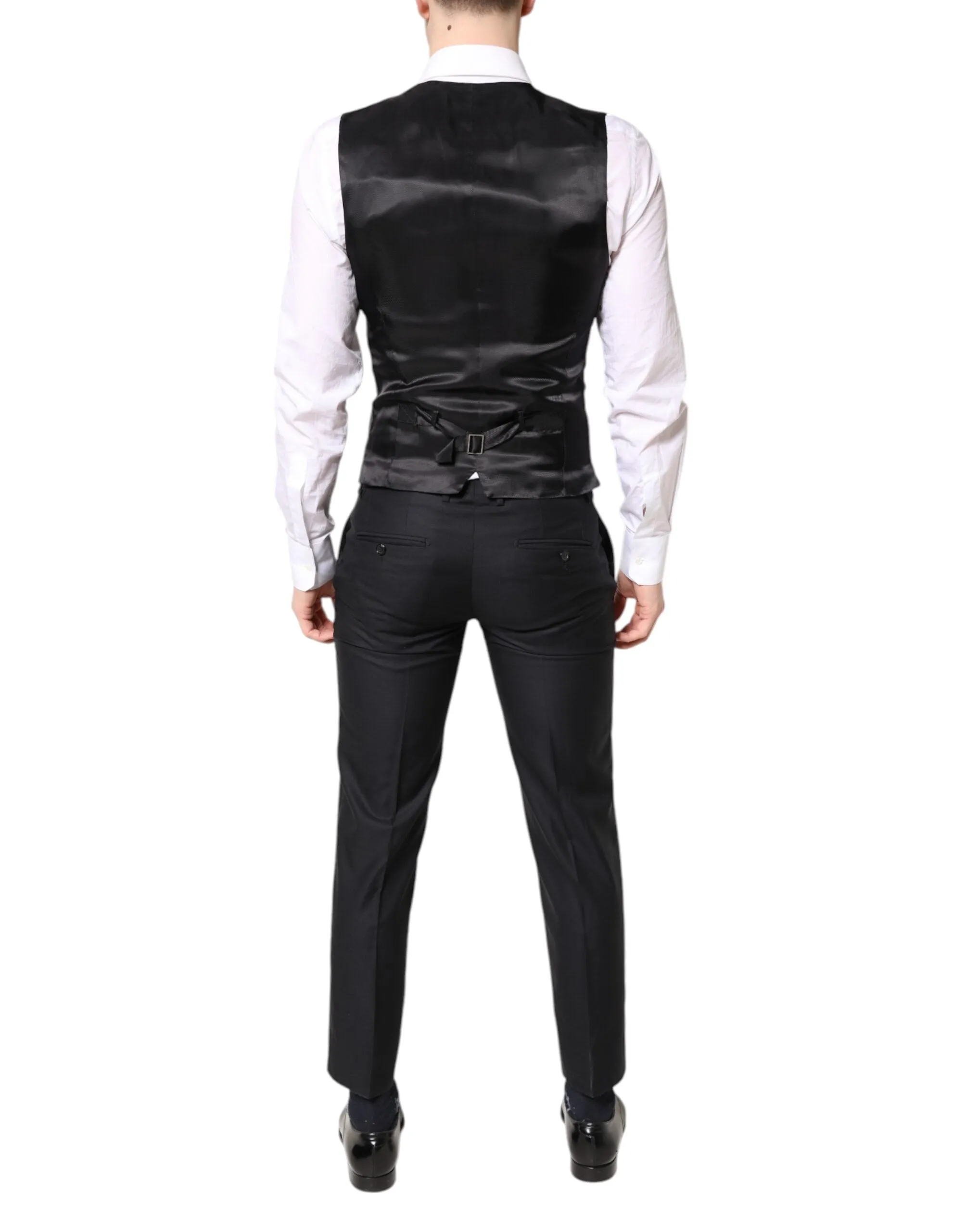 Black MARTINI Wool Formal 3 Piece Suit