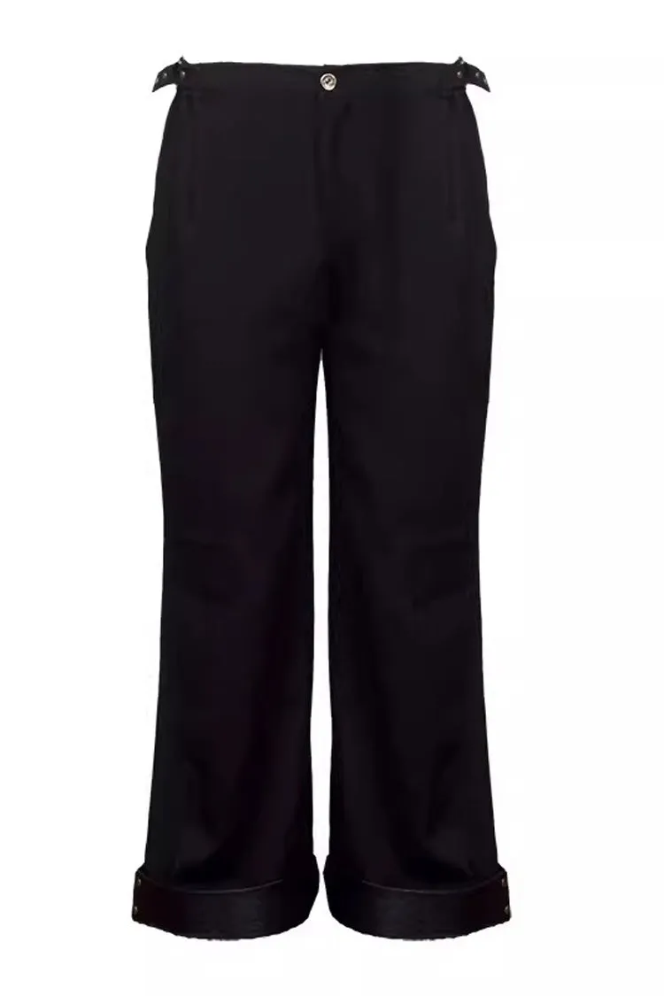 Black Stitching Slim Ouji Prince Handsome Lolita Cropped Pants