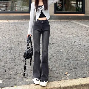 Black Washed Flared Denim