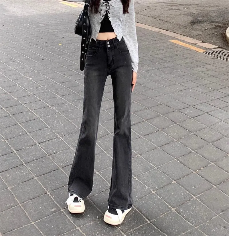 Black Washed Flared Denim