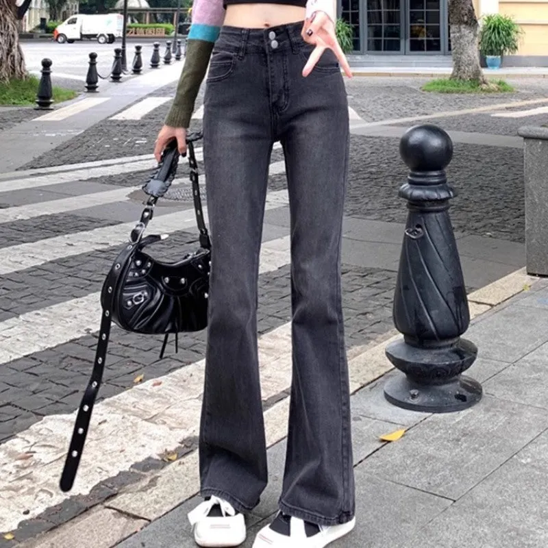 Black Washed Flared Denim