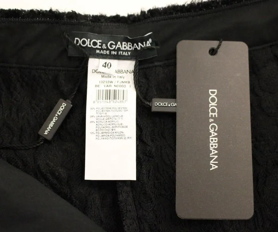 Black wool shorts pants