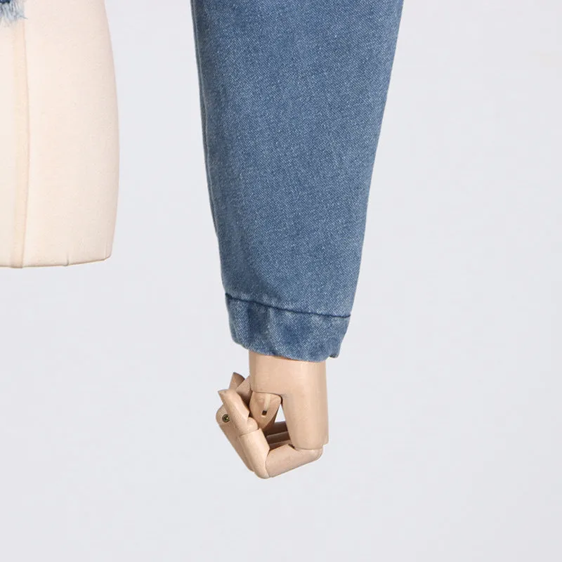 BLUE ROUND SLEEVE CROPPED JACKET
