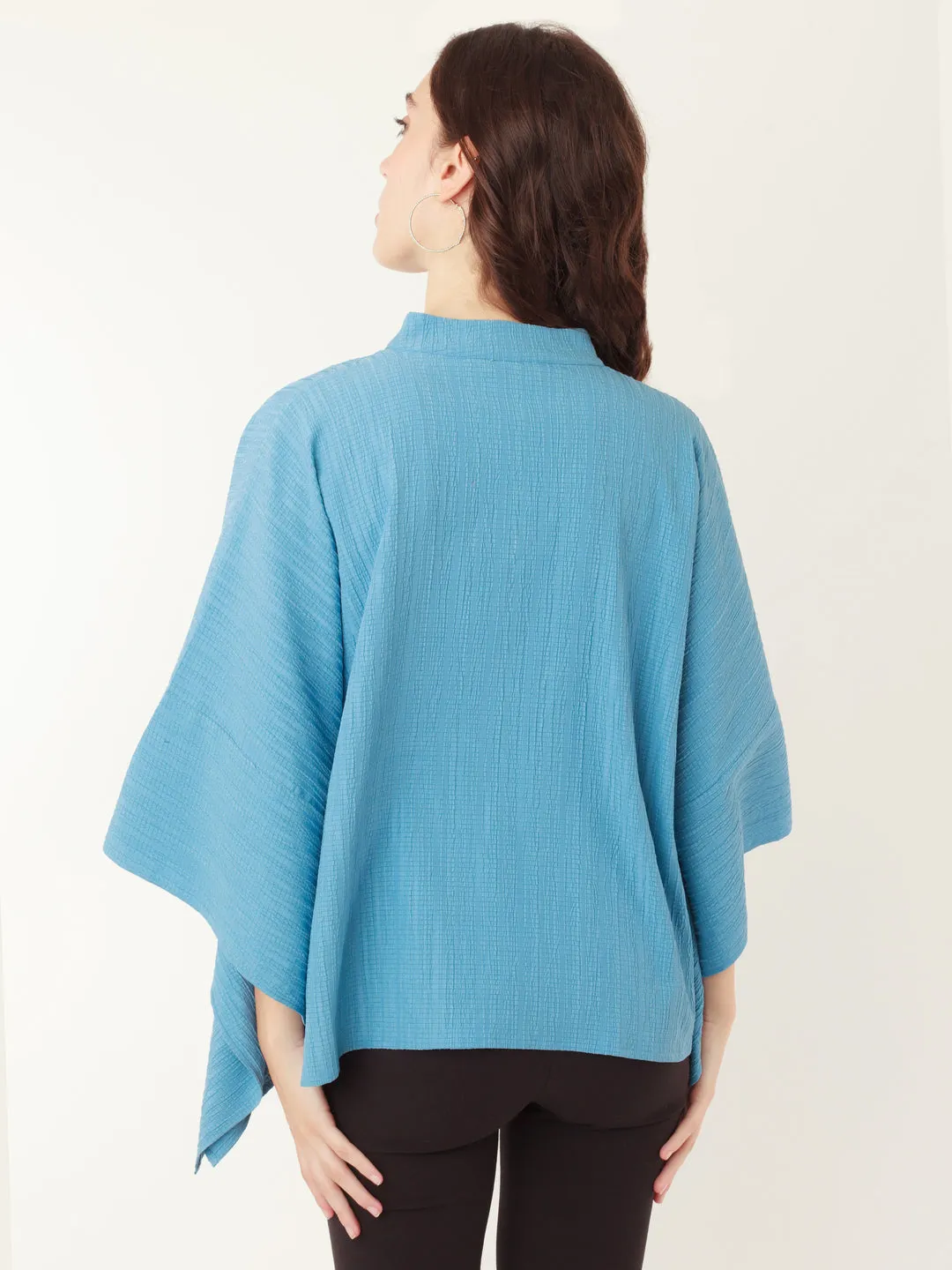 Blue Solid Kimono Shirt