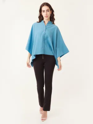 Blue Solid Kimono Shirt