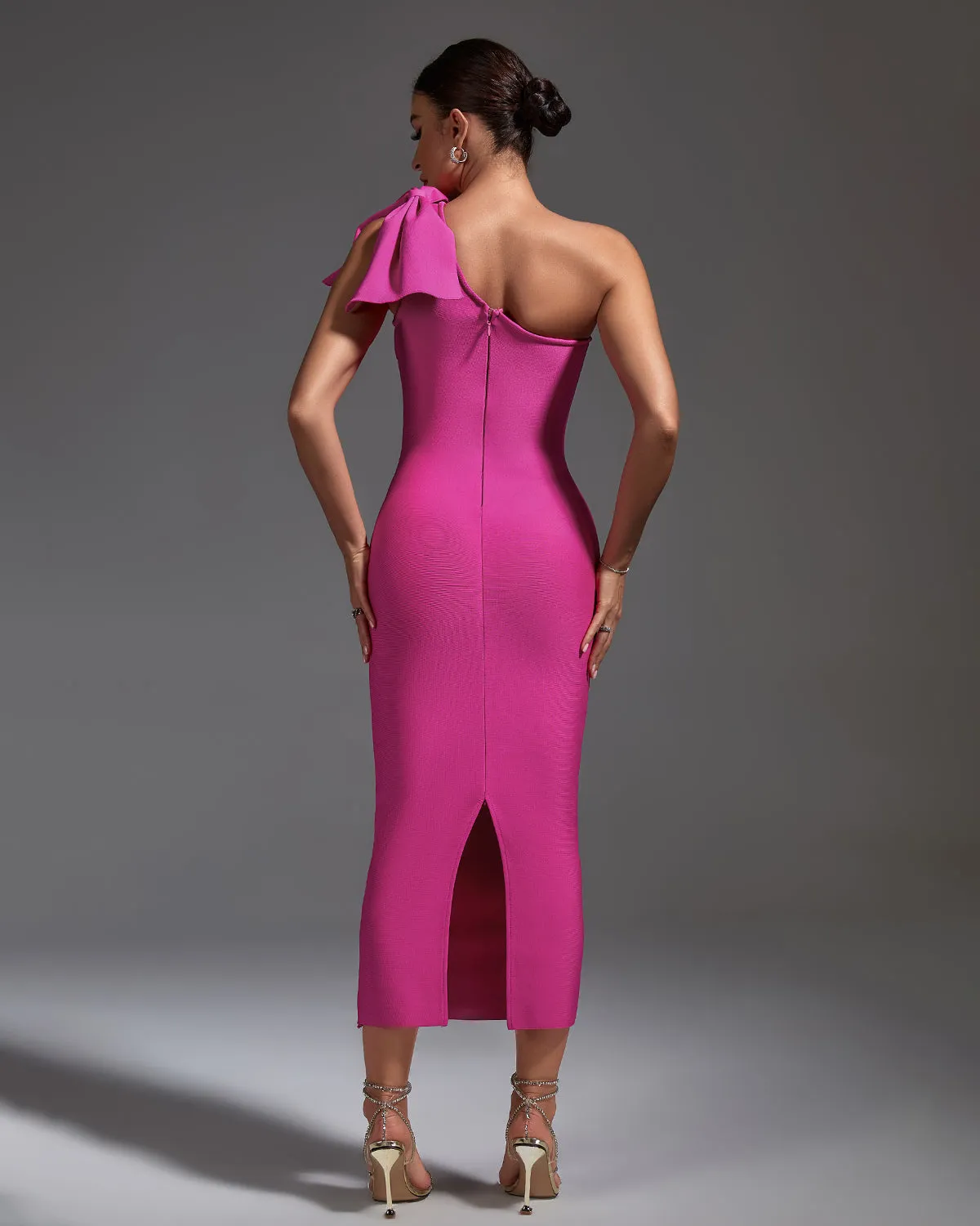 Bow Lace Up Midi Bandage Dress