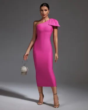 Bow Lace Up Midi Bandage Dress