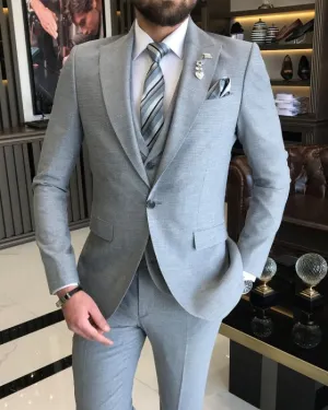 Brayden Bespoke Gray Peaked Lapel Three Pieces Business Suits
