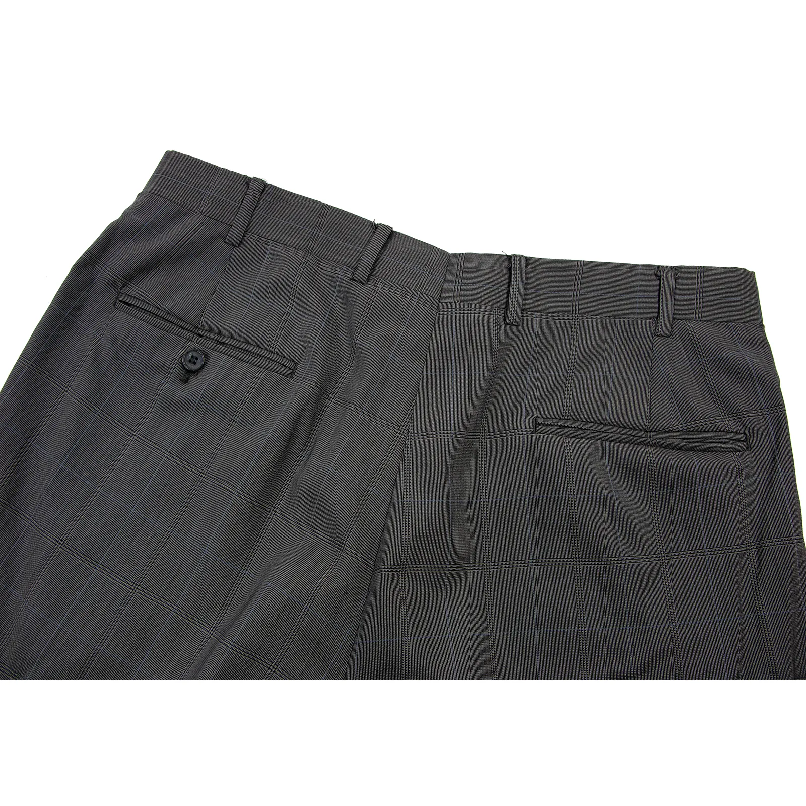 Brooks Brothers Charcoal Grey Blue Wool Plaid Unlined Flat Front Dress Pants 34W