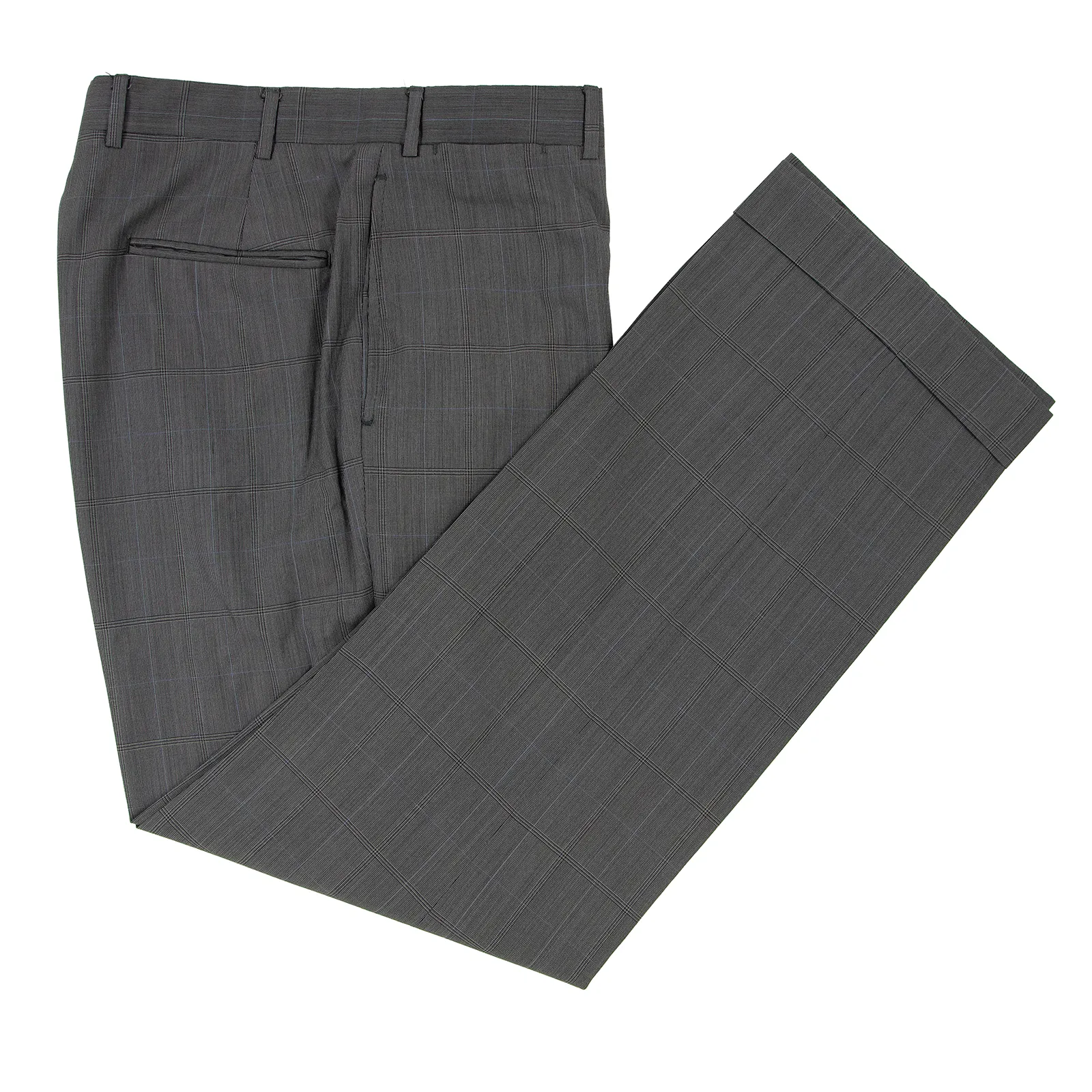 Brooks Brothers Charcoal Grey Blue Wool Plaid Unlined Flat Front Dress Pants 34W
