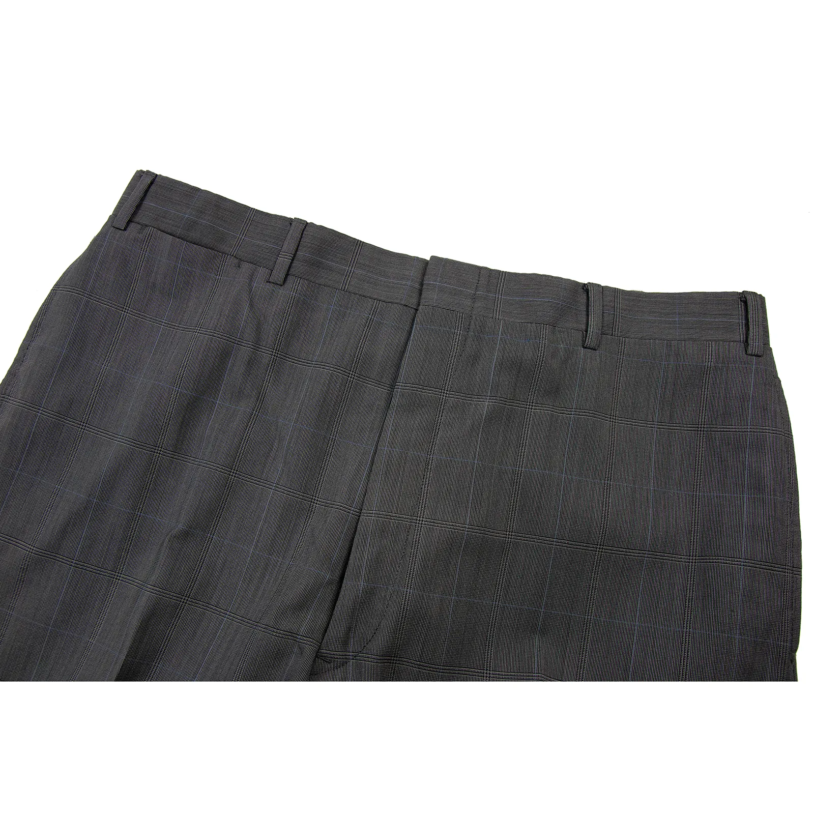 Brooks Brothers Charcoal Grey Blue Wool Plaid Unlined Flat Front Dress Pants 34W