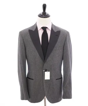 BRUNELLO CUCINELLI - Gray & Black CASHMERE/Wool/Silk Flannel Tuxedo Suit - 40R