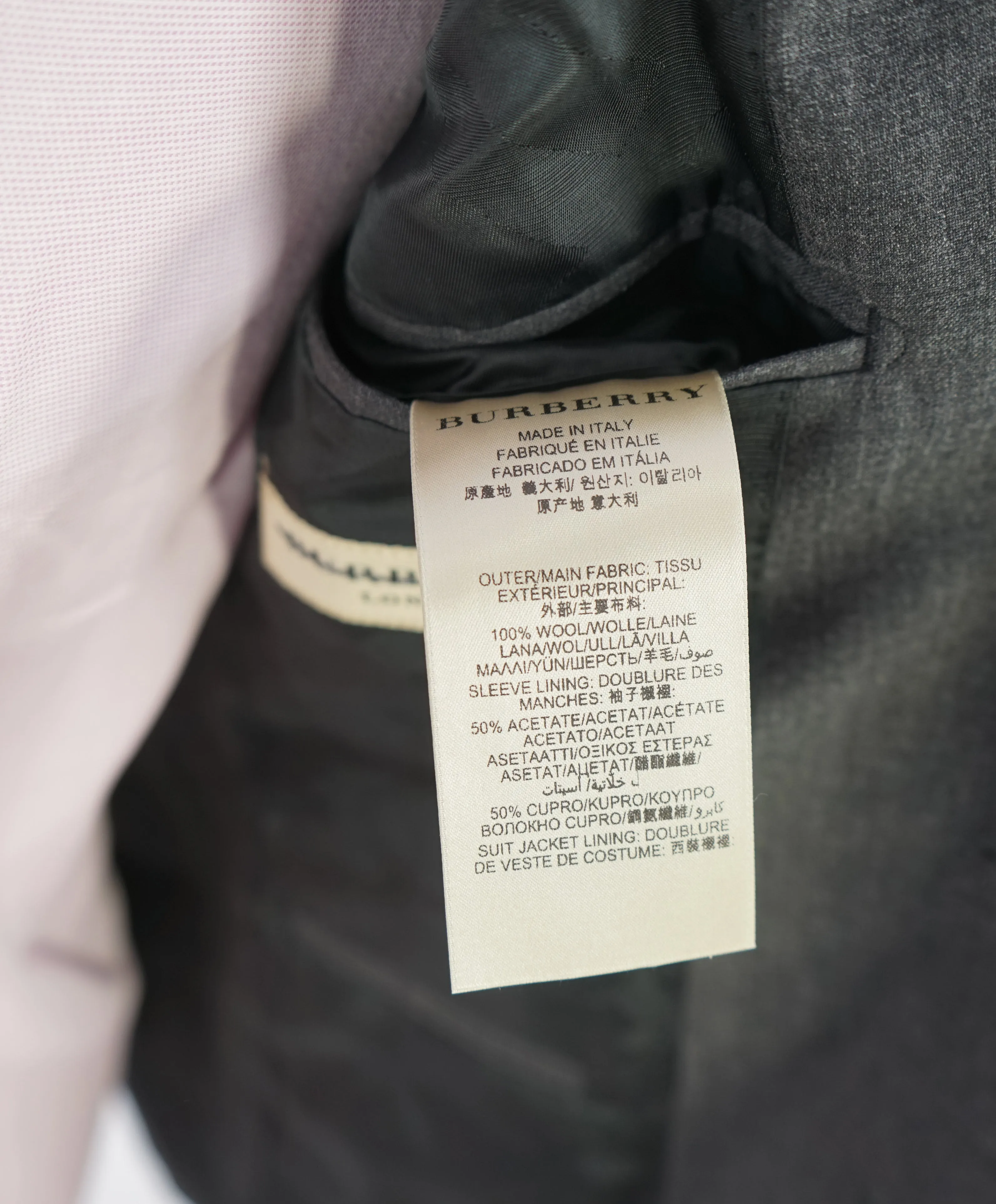 BURBERRY LONDON - Made In Italy Wool Gray "MILLBANK" LOGO Suit - 44R