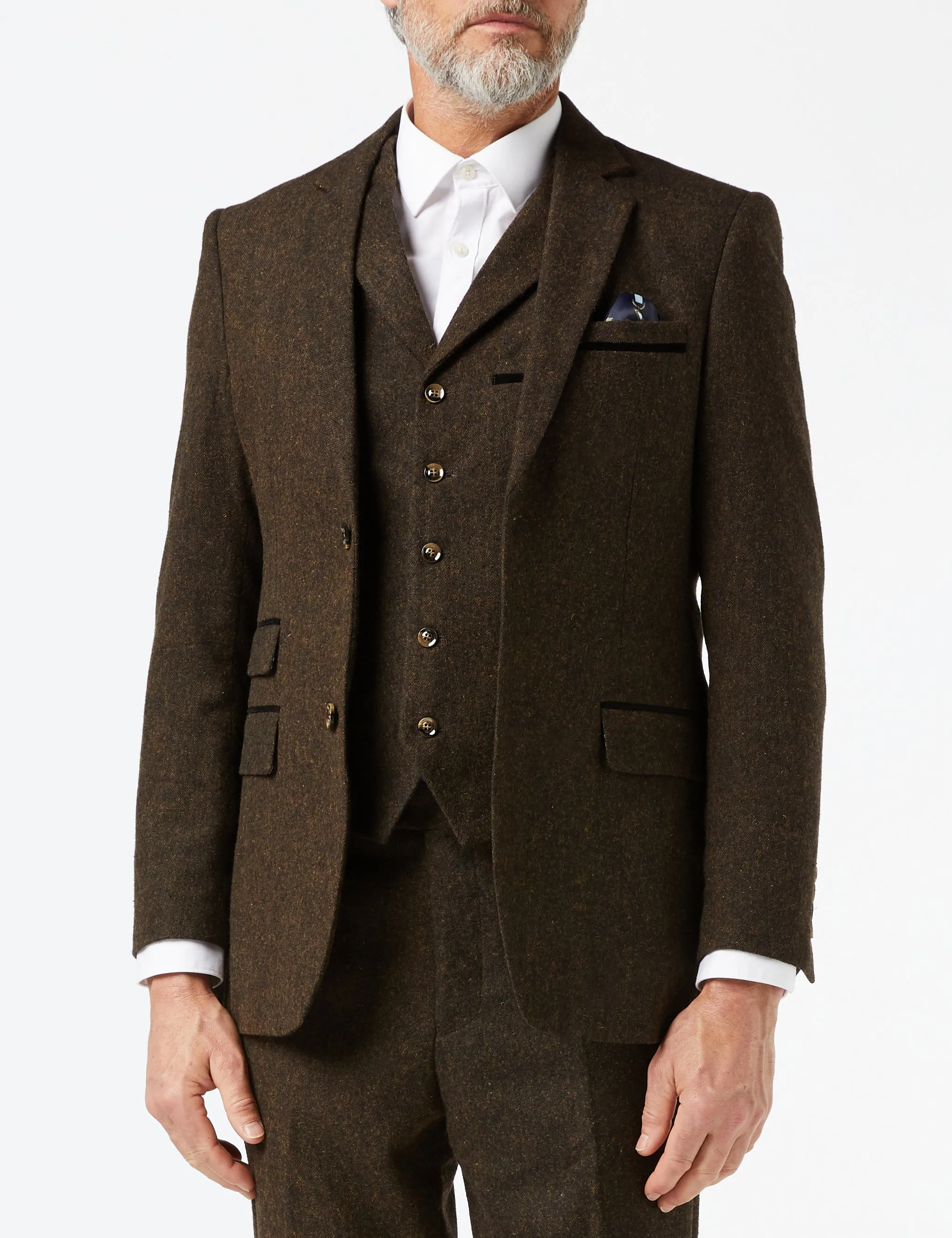 CALVIN - BROWN TWEED 3 PIECE SUIT
