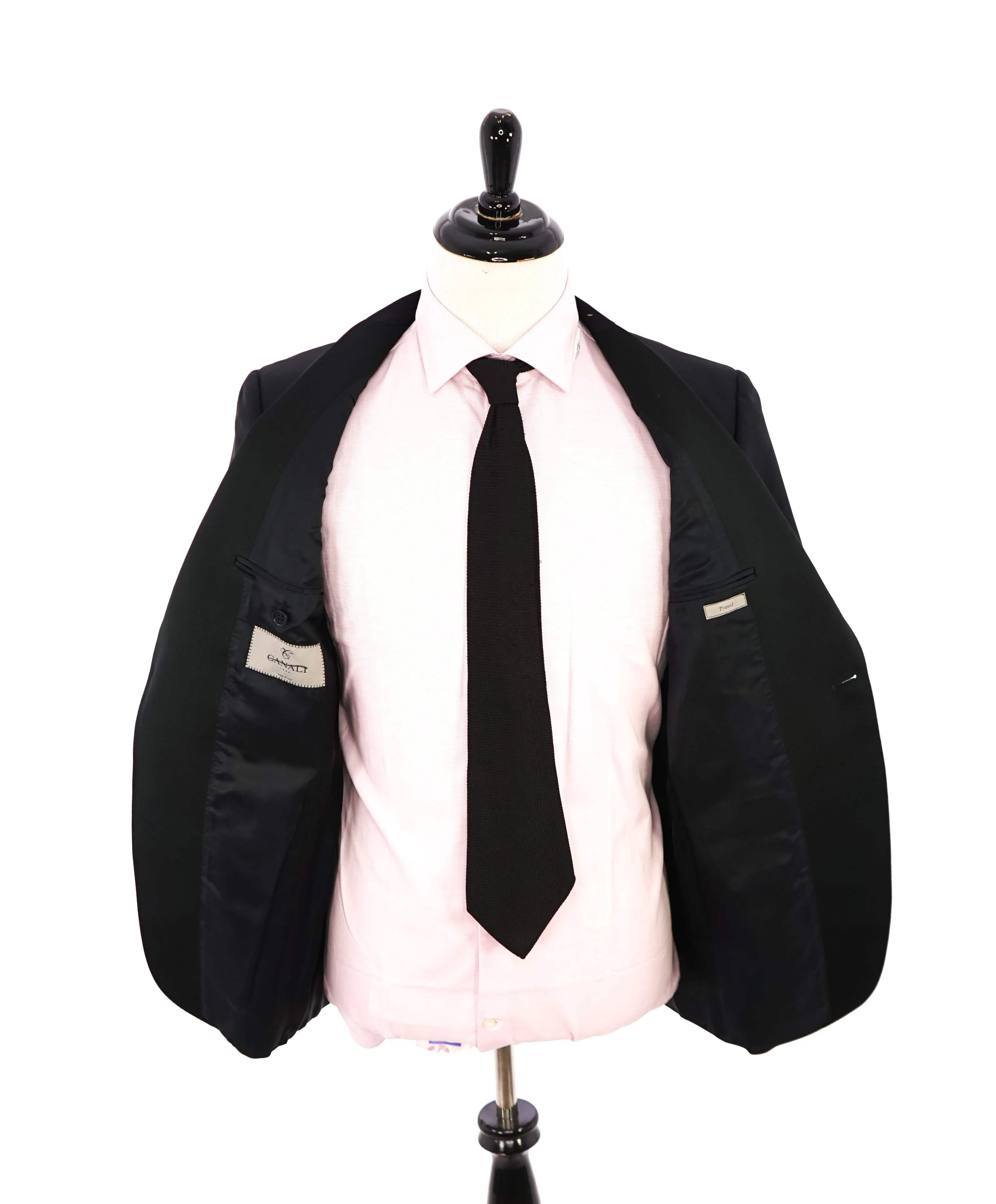 CANALI - Black "Wool & Mohair" Peak Lapel Tuxedo Suit -  40R