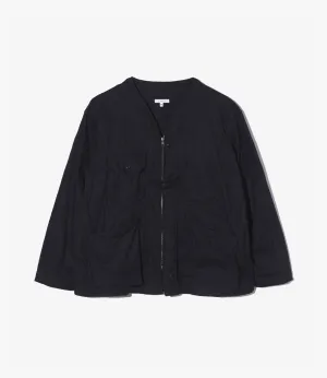Cardigan Jacket – Dark Navy Cotton/Linen Java Cloth